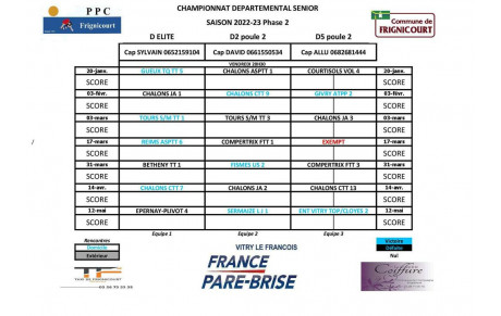 Calendrier Phase 2 2022-23